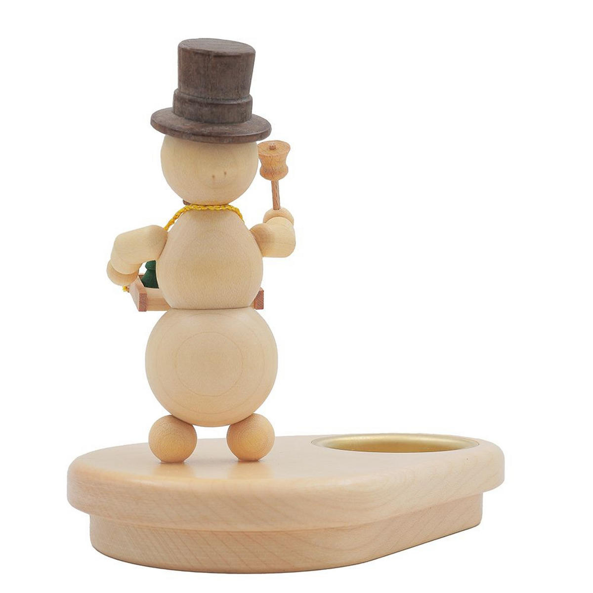HOLZFIGUR Schneemann mit Bauchladen und Teelicht 13/13 cm - Multicolor, Holz (13/13/0.1cm)