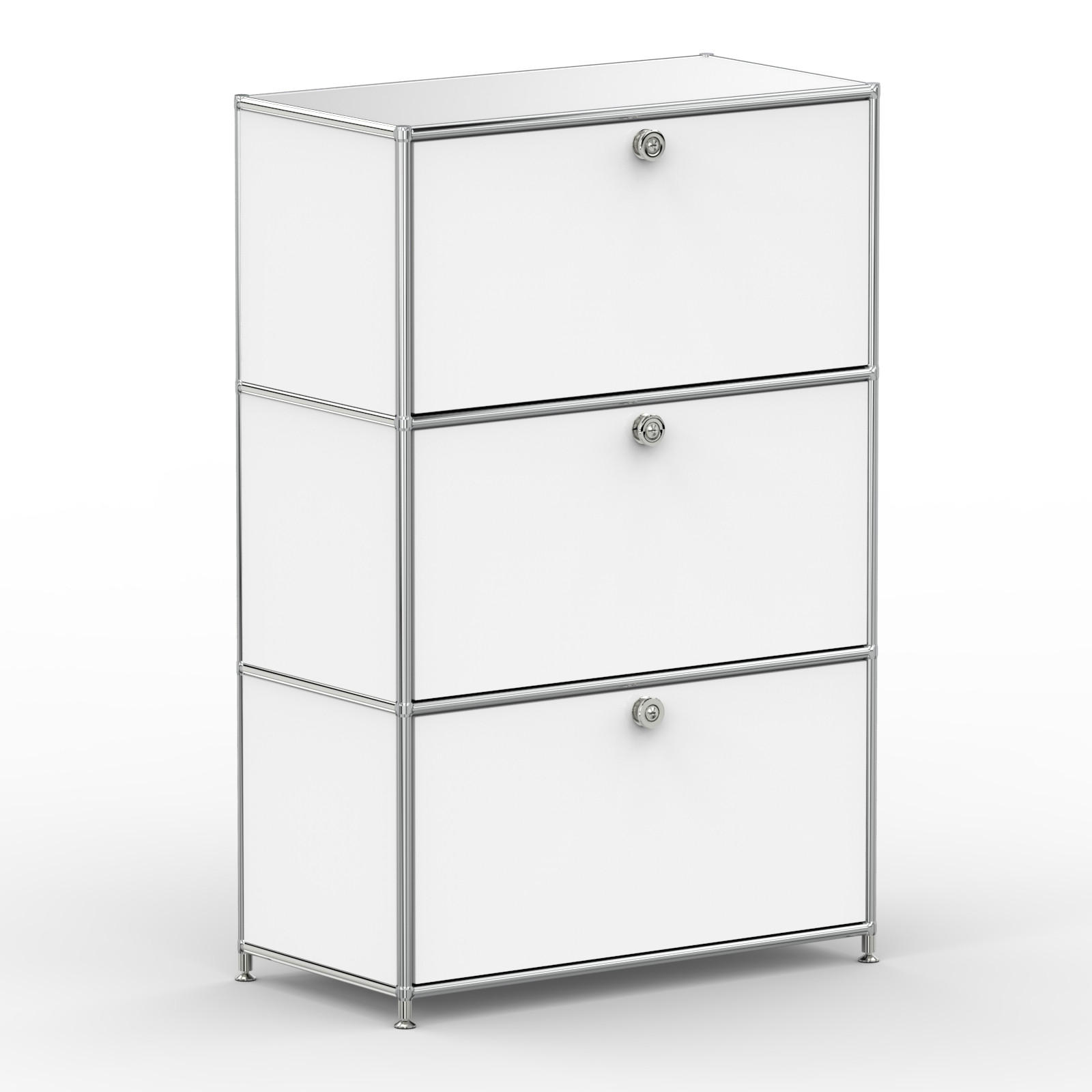 HOCHSCHRANK, 3 Klappen, Schloss, Breite 77 cm, Signalweiß - Chromfarben/Silberfarben, Metall (40/118/77.2cm) - Versee