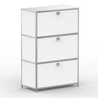 HOCHSCHRANK, 3 Klappen, Schloss, Breite 77 cm, Signalweiß - Chromfarben/Silberfarben, Metall (40/118/77.2cm) - Versee