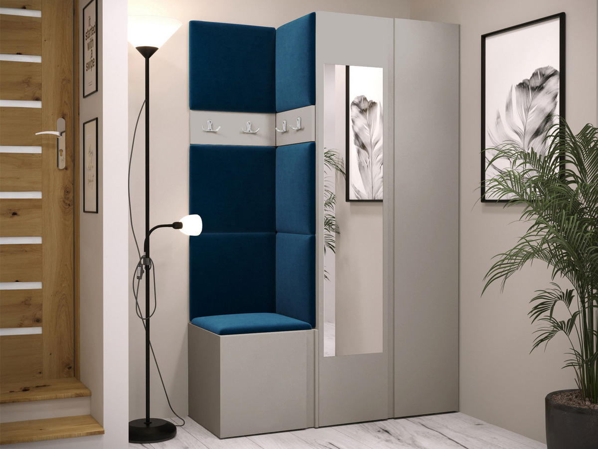 GARDEROBEN-SET Orion XXVI - Kaschmir/Blau, Holzwerkstoff/Kunststoff (116/186/46cm) - MIRJAN24