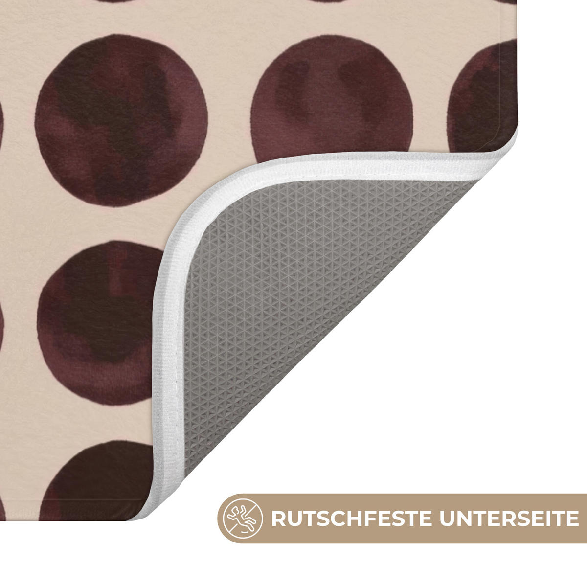 KOUPELNOVÁ PŘEDLOŽKA Puntíky - Vzor - Hnědý 60x90 cm - bordeaux, textil/plast (60/90cm)
