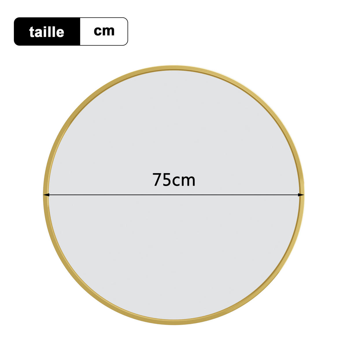 WANDSPIEGEL rund 75 cm aus Sicherheitsglas mit Aluminiumrahmen gold - Goldfarben, Metall (75/75/3cm)