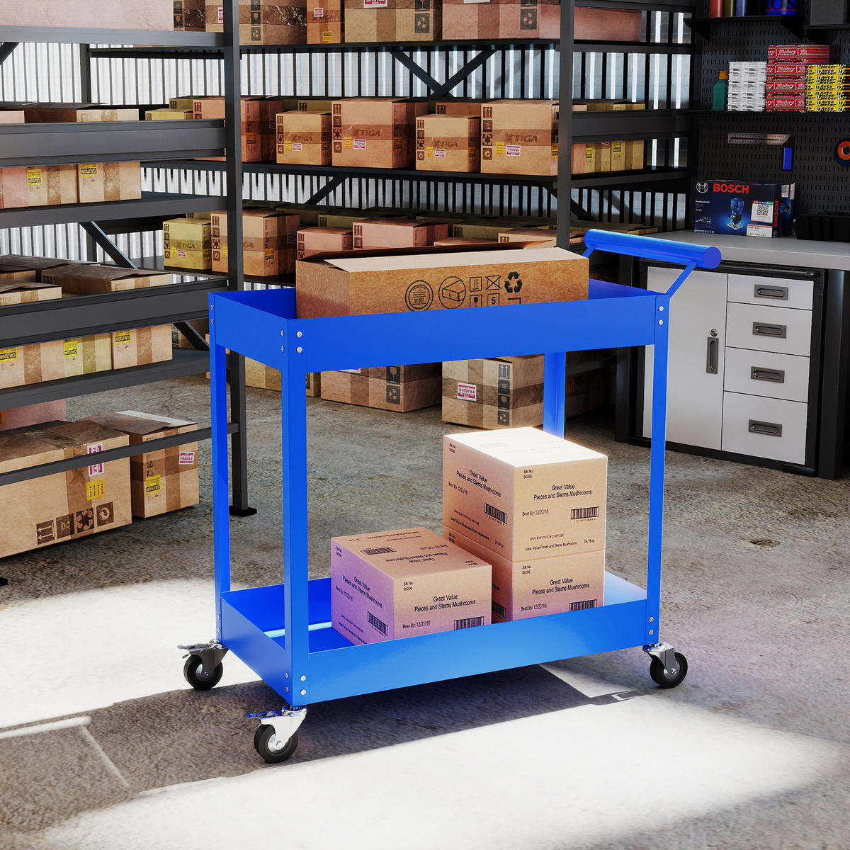 WERKSTATTWAGEN DE-18504 2-stufig, 150 kg Tragfähigkeit Blau - Blau, Metall (38/84/84.5cm) - ComfortXL