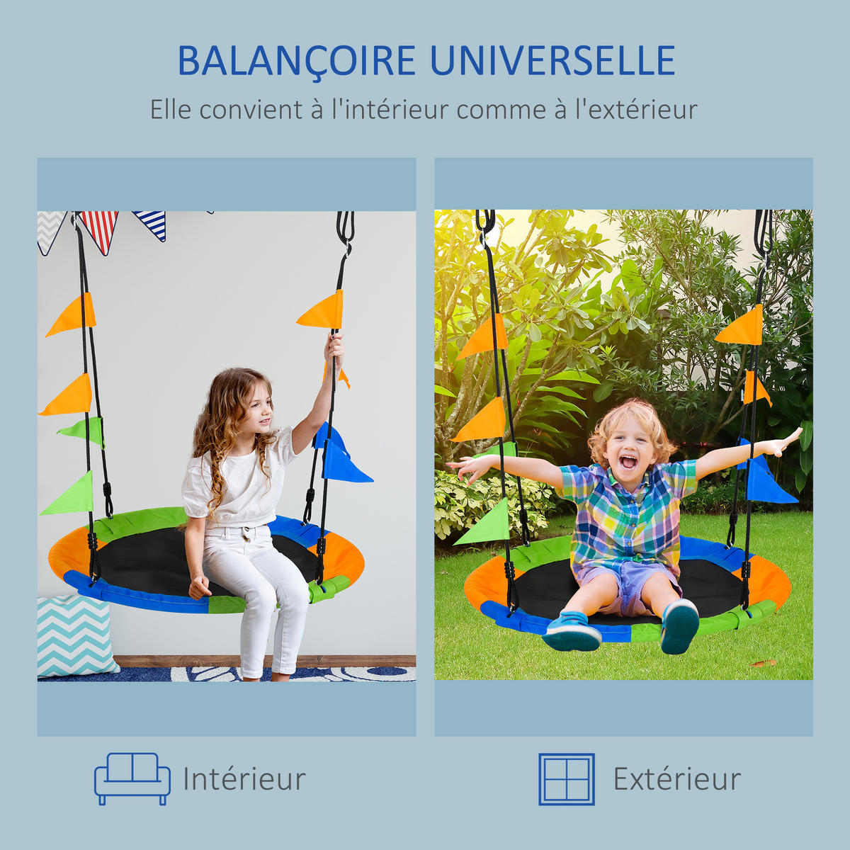 TRAMPOLIN DE-17953 Ø 100 cm mit bunten Flaggen Mehrfarbig - Multicolor, Textil (100/100cm) - ComfortXL