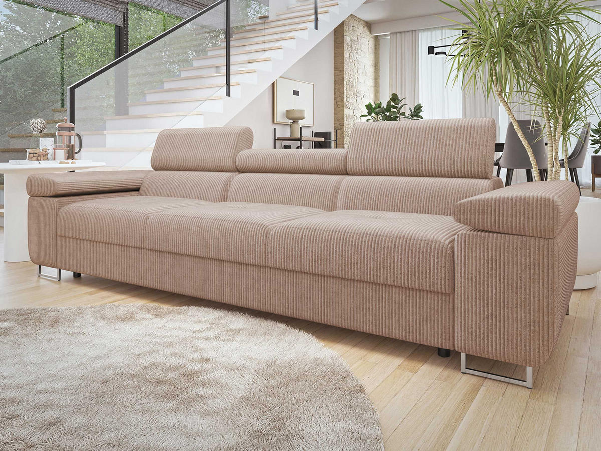SOFA Torezio 3 Cord - Rosa, Holz/Textil (263/90/102cm) - MIRJAN24