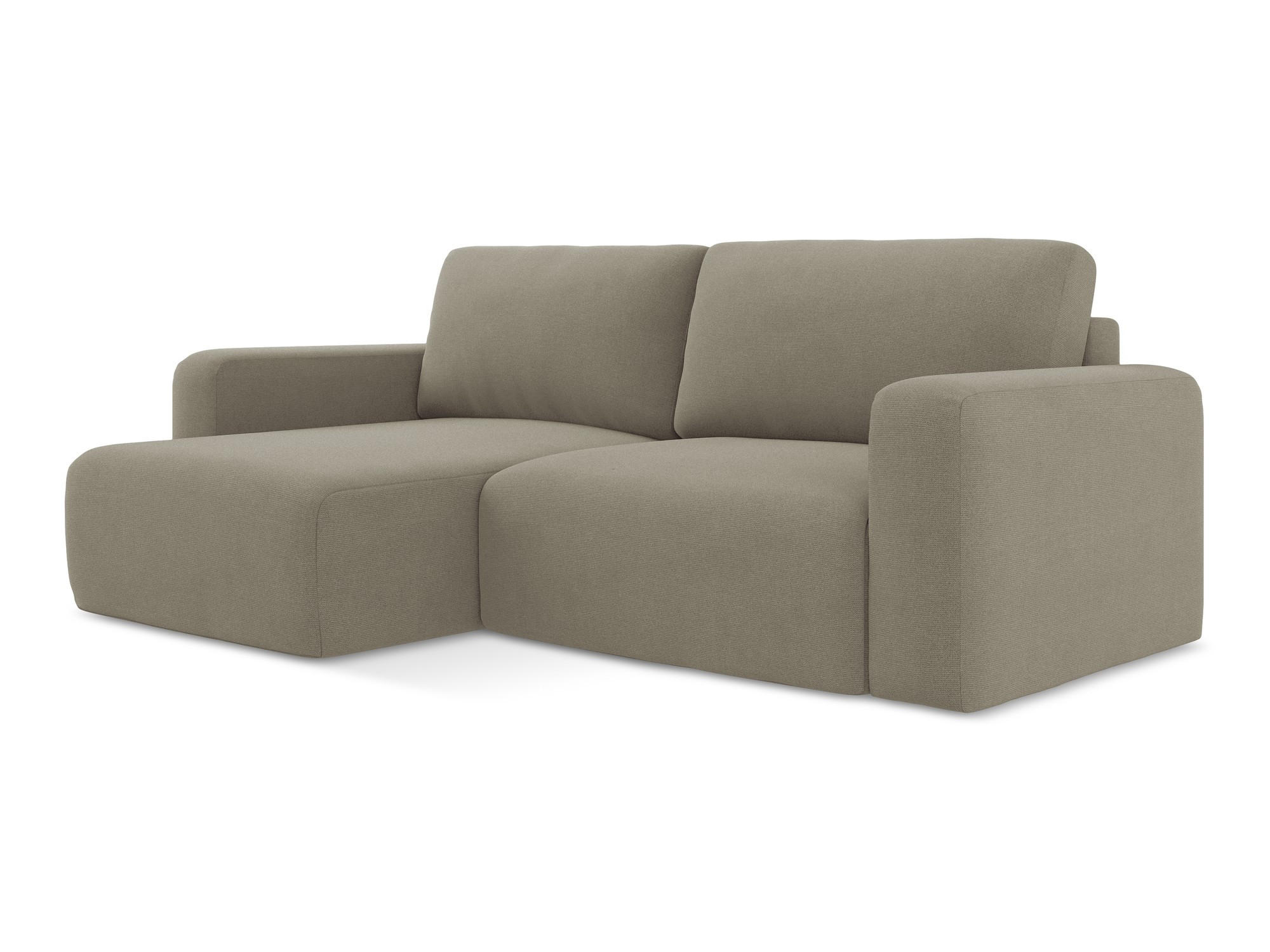 ECKSOFA mit Schlaffunktion links Strukturstoff Stoff Beige - Beige/Schwarz, Kunststoff/Textil (149/244cm) - Makamii