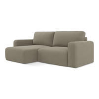 ECKSOFA mit Schlaffunktion links Strukturstoff Stoff Beige - Beige/Schwarz, Kunststoff/Textil (149/244cm) - Makamii