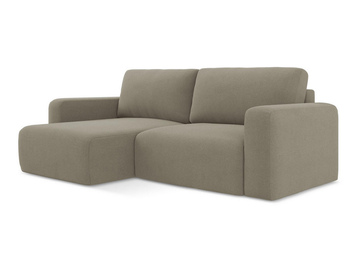 ECKSOFA mit Schlaffunktion links Strukturstoff Stoff Beige - Beige/Schwarz, Kunststoff/Textil (149/244cm) - Makamii