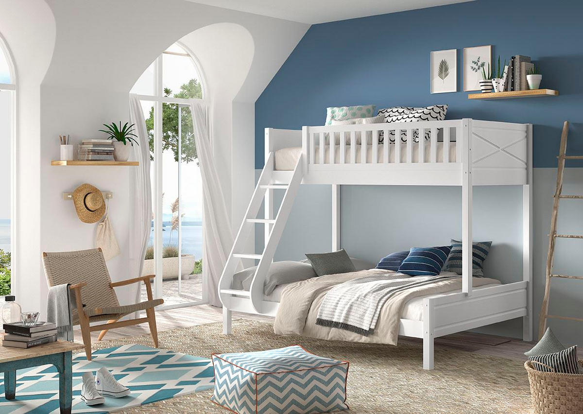 ETAGENBETT Karyl 208x175x158 aus Massivholz in Weiß - Weiß, Holz (90/200cm) - 58aufmkessel