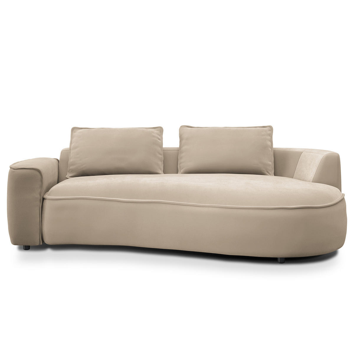 2,5-SITZER SOFA - Beige/Schwarz, Kunststoff/Textil (217/82/146cm) - home24