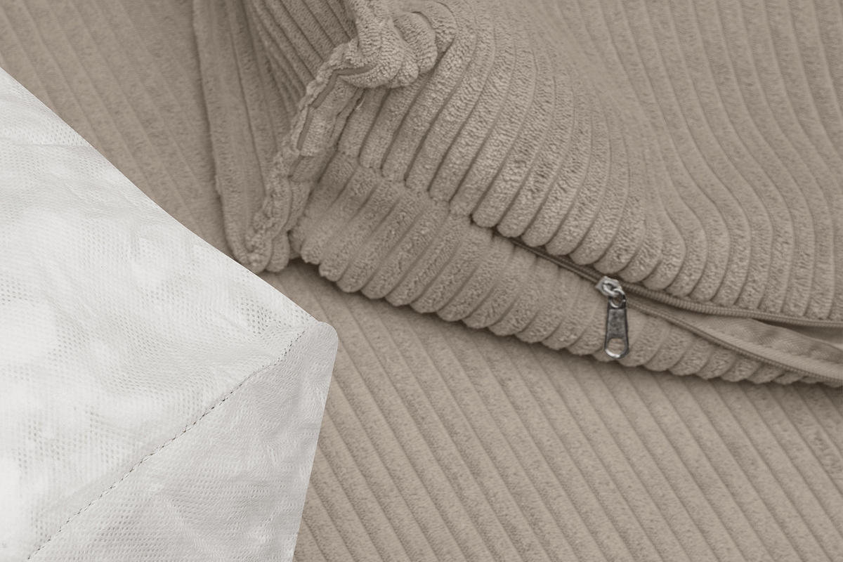ECKSOFA-LINKS/RECHTS NAPI Schlaffunktion mit Cordbezug, Beige - Beige/Schwarz, Textil (262/148cm) - KONSIMO®
