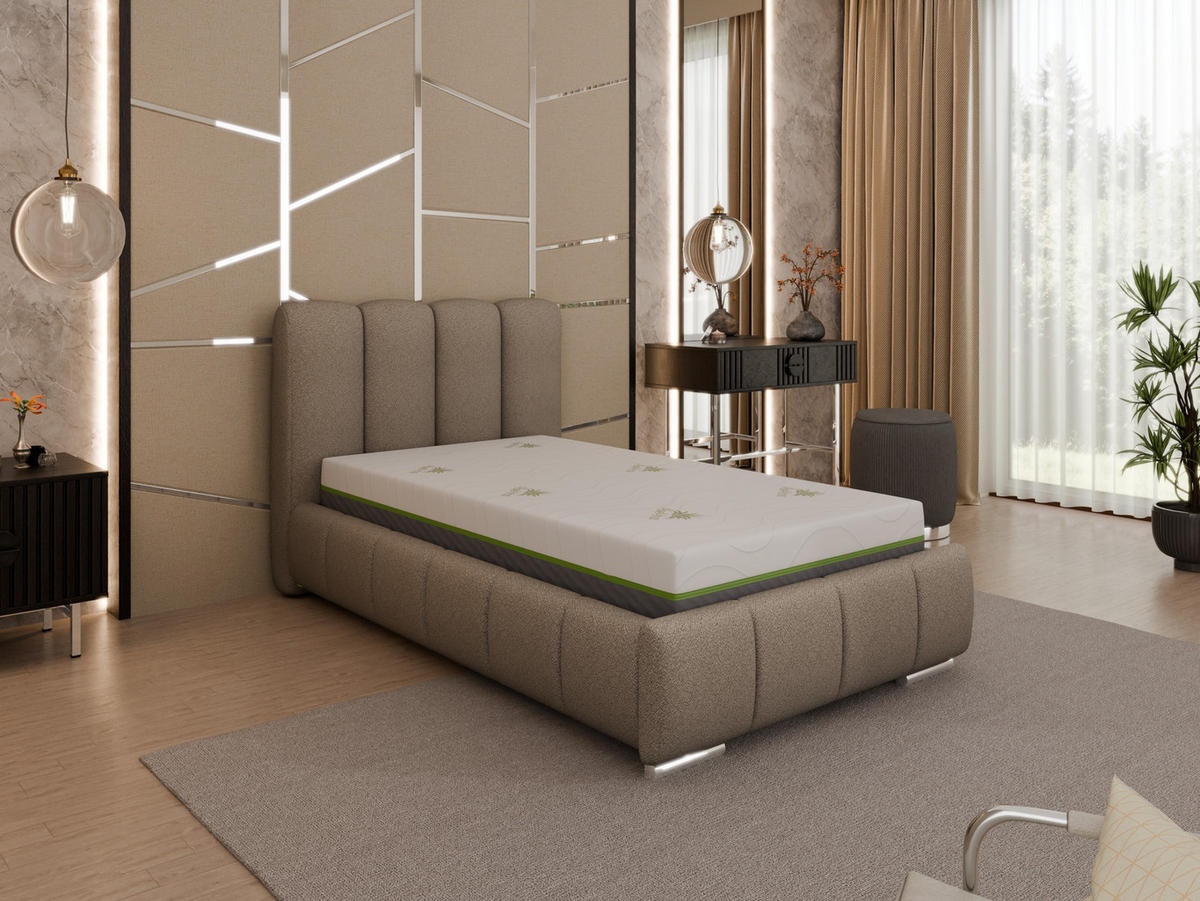 POLSTERBETT Zaira 100x200cm – Elegantes Polsterbett für modernen Wohnstil , ZONIERTE TASCHENFEDERN KOKOS (21cm), braun - Braun, Holz (100/200cm) - Homesy