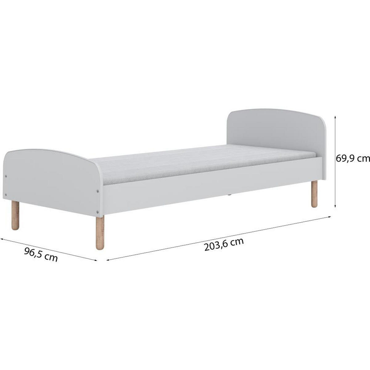JUGENDBETT Emma 90/200 weiß mit Matratze - Weiß, Holz/Holzwerkstoff (90/200cm) - Beautysofa