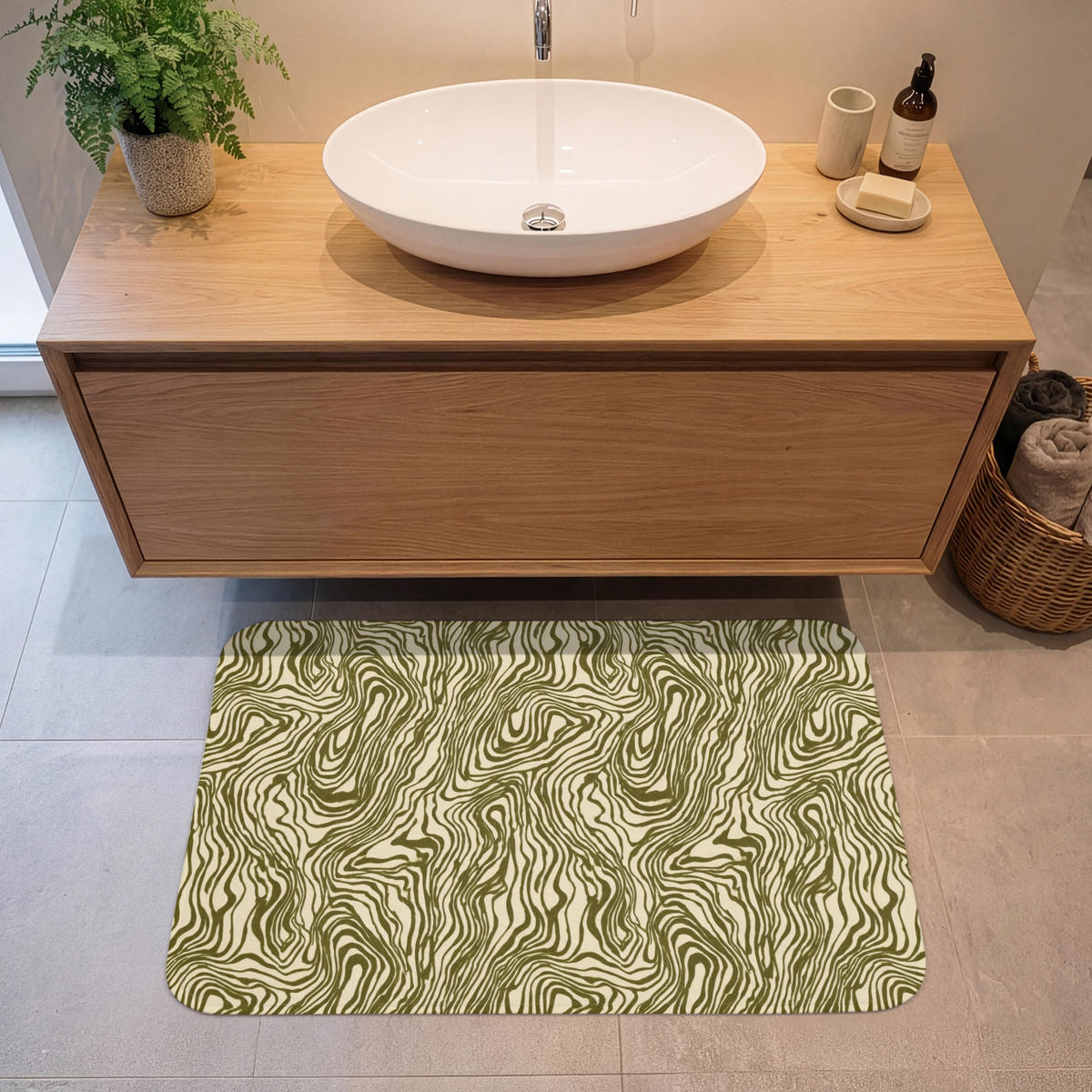 KOUPELNOVÁ PŘEDLOŽKA Abstraktní - Mramor - Zelený 90x60 cm - tmavě zelená, textil/plast (90/60cm)