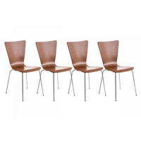 BESUCHERSTUHL 4er Set Holz braun - Braun, Holz/Metall (43/84/50cm) - CLP
