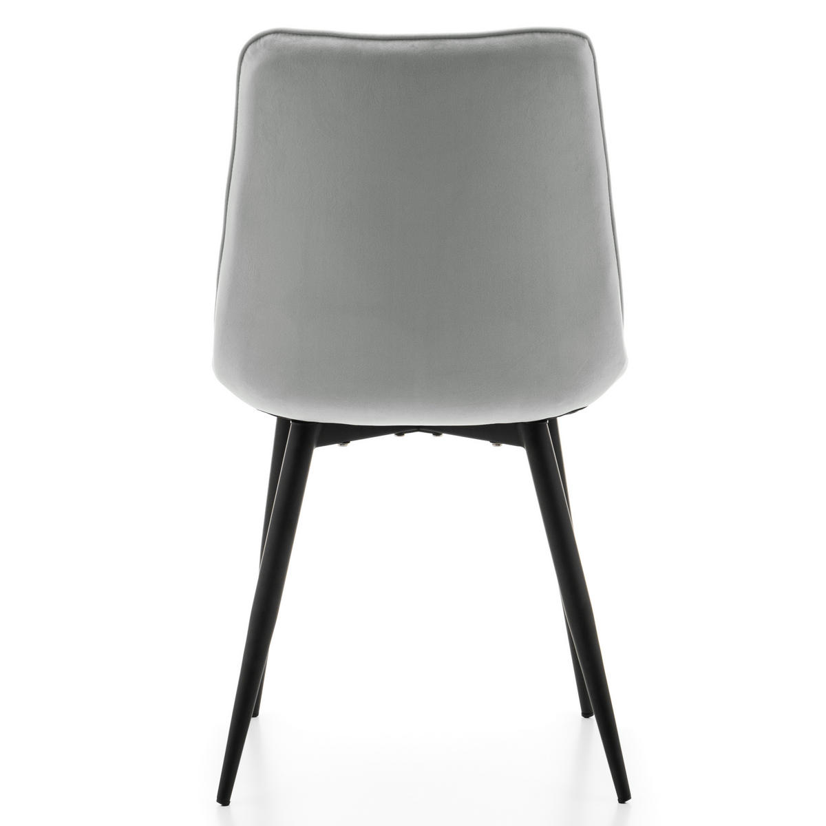 STUHL CHIC gespolsterter mit Steppung - hell grau - Samt Velours - Hellgrau/Schwarz, Metall (50/88/47cm) - NEW HOME