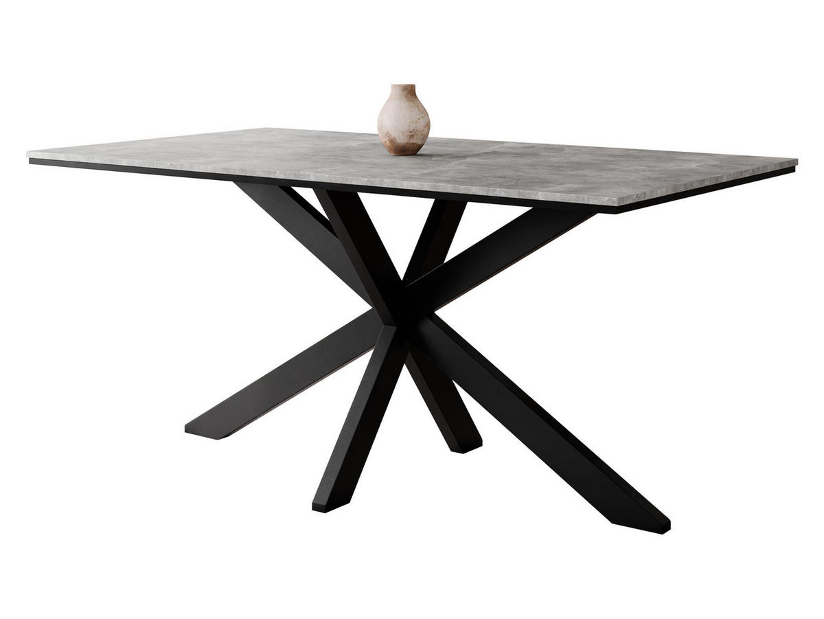 ESSTISCH Wero - Schwarz/Grau, Holzwerkstoff/Metall (90/160/74cm) - MIRJAN24