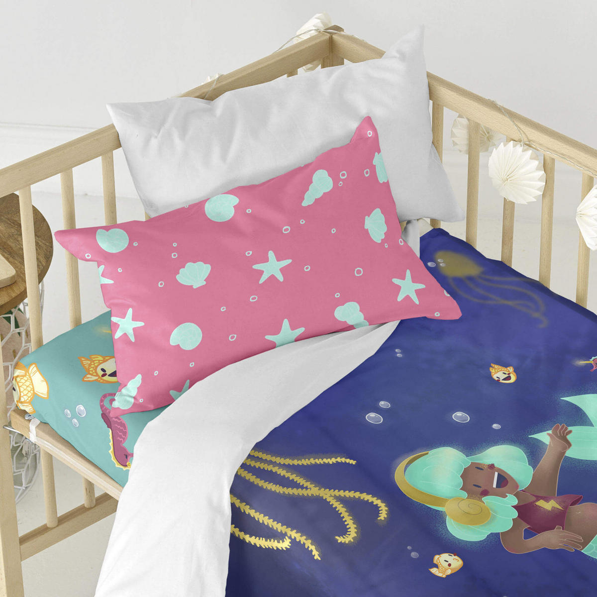 BETTBEZUG 2er-Set teiliges happy mermaid 100x120 cm (kinderbett) mehrfarbig - Multicolor, Textil (100/120cm) - Happy Friday