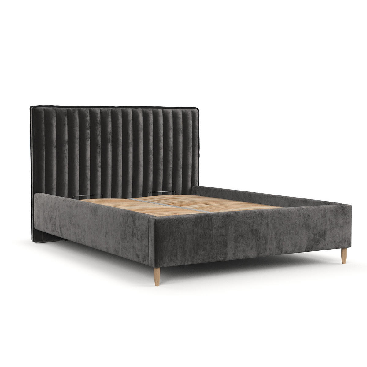 POLSTERBETT Aria 120/200 cm Anthrazit im Lotta Stoff - Anthrazit/Naturfarben, Holz/Holzwerkstoff (120/200cm) - AltaBeds