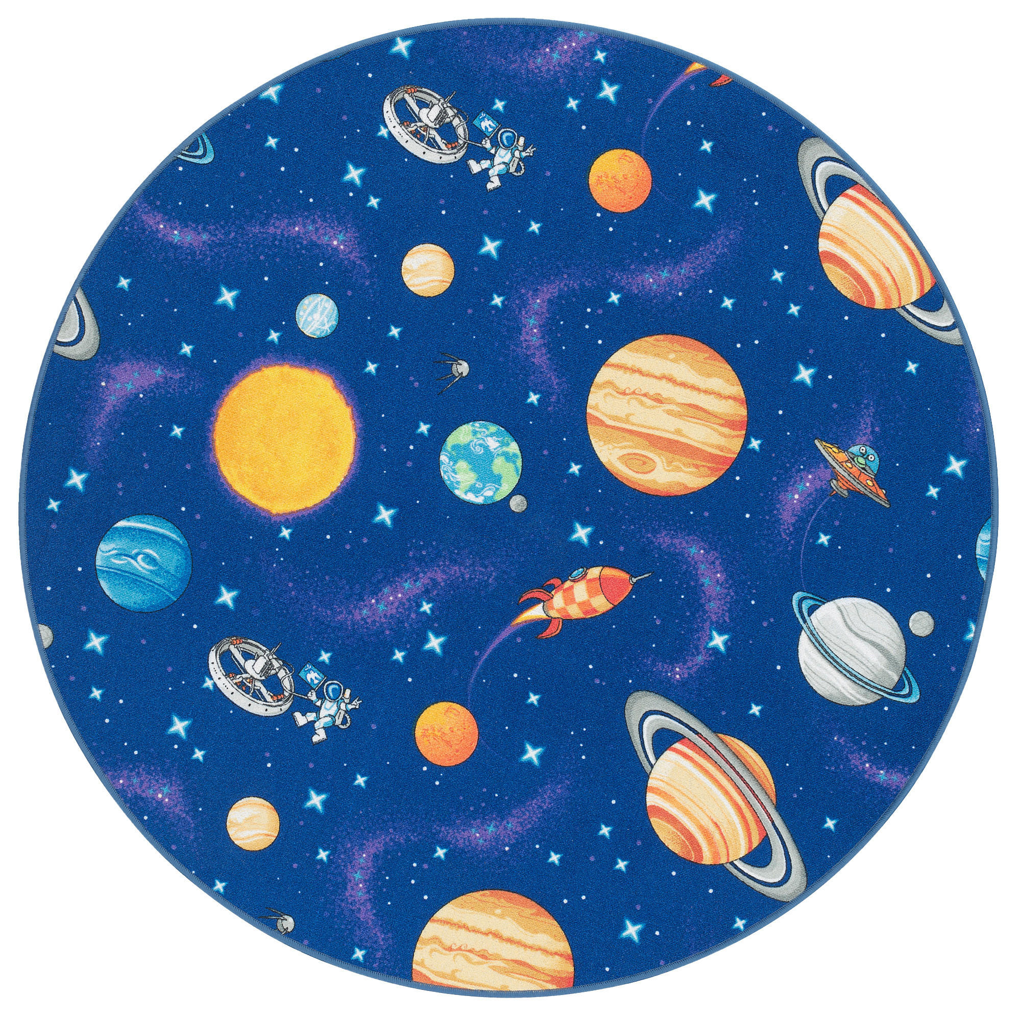 KINDER SPIEL TEPPICH WELTALL RUND - Blau, Textil (200/200cm) - Snapstyle
