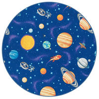 KINDER SPIEL TEPPICH WELTALL RUND - Blau, Textil (100/100cm) - Snapstyle