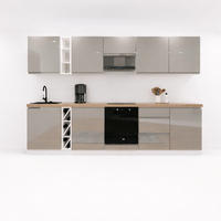 KÜCHENZEILE 320 cm - Aspen KA15-M320- in Grau/Hochglanz - Grau, Holz (320/212/52cm)