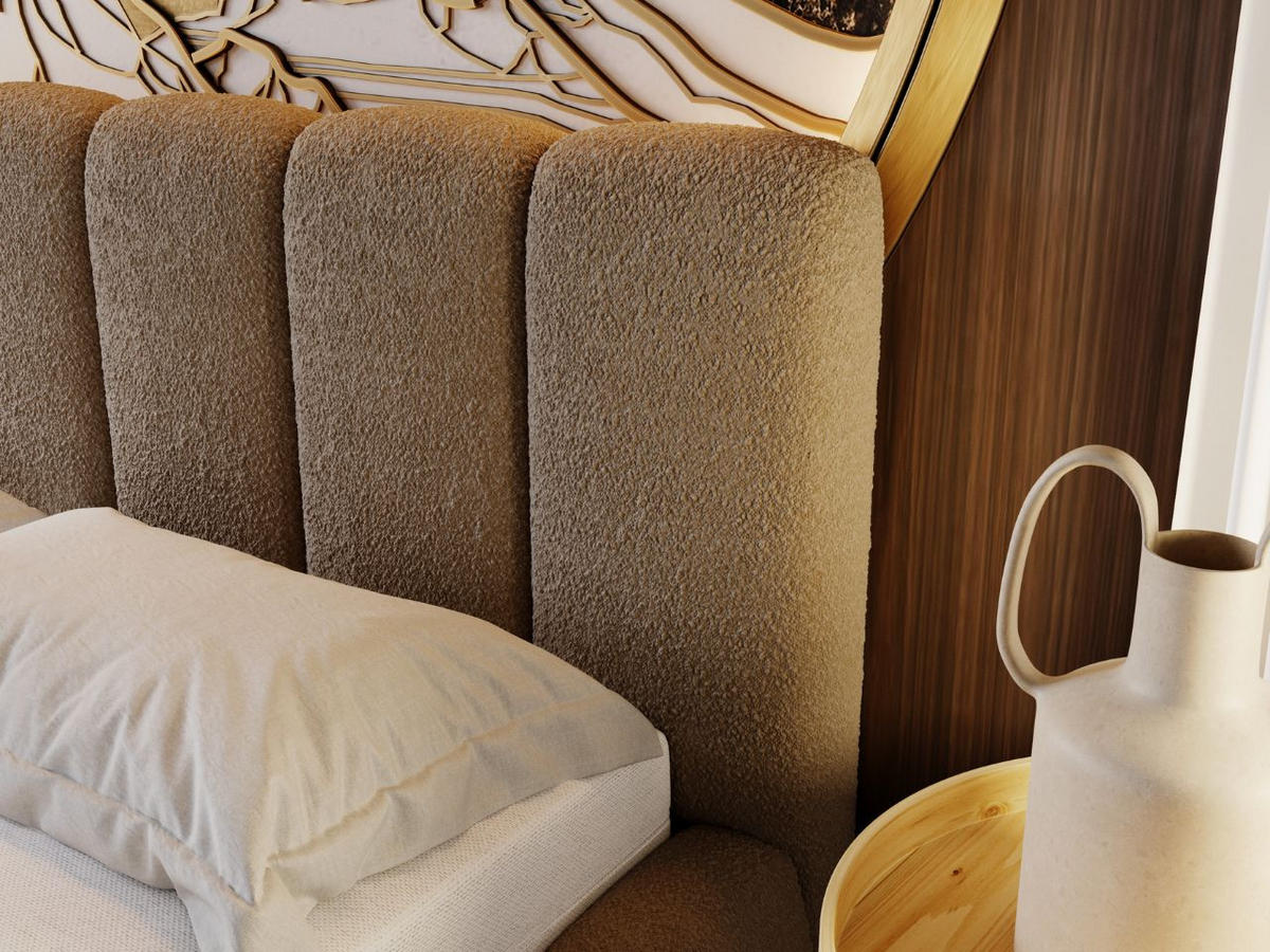 POLSTERBETT Cloud 140x200 Bouclé-Stoff Braun - Braun, Textil (140/200cm) - Graingold