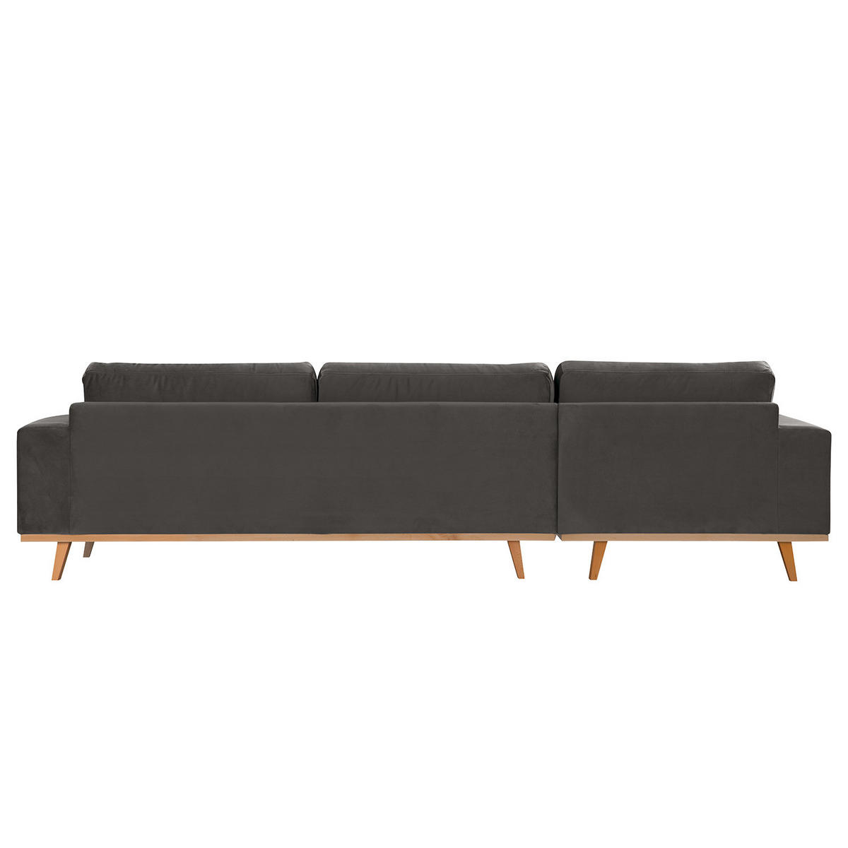 ECKSOFA mit Longchair - Dunkelgrau/Buchefarben, Buchenholz/Textil (281/153cm) - home24