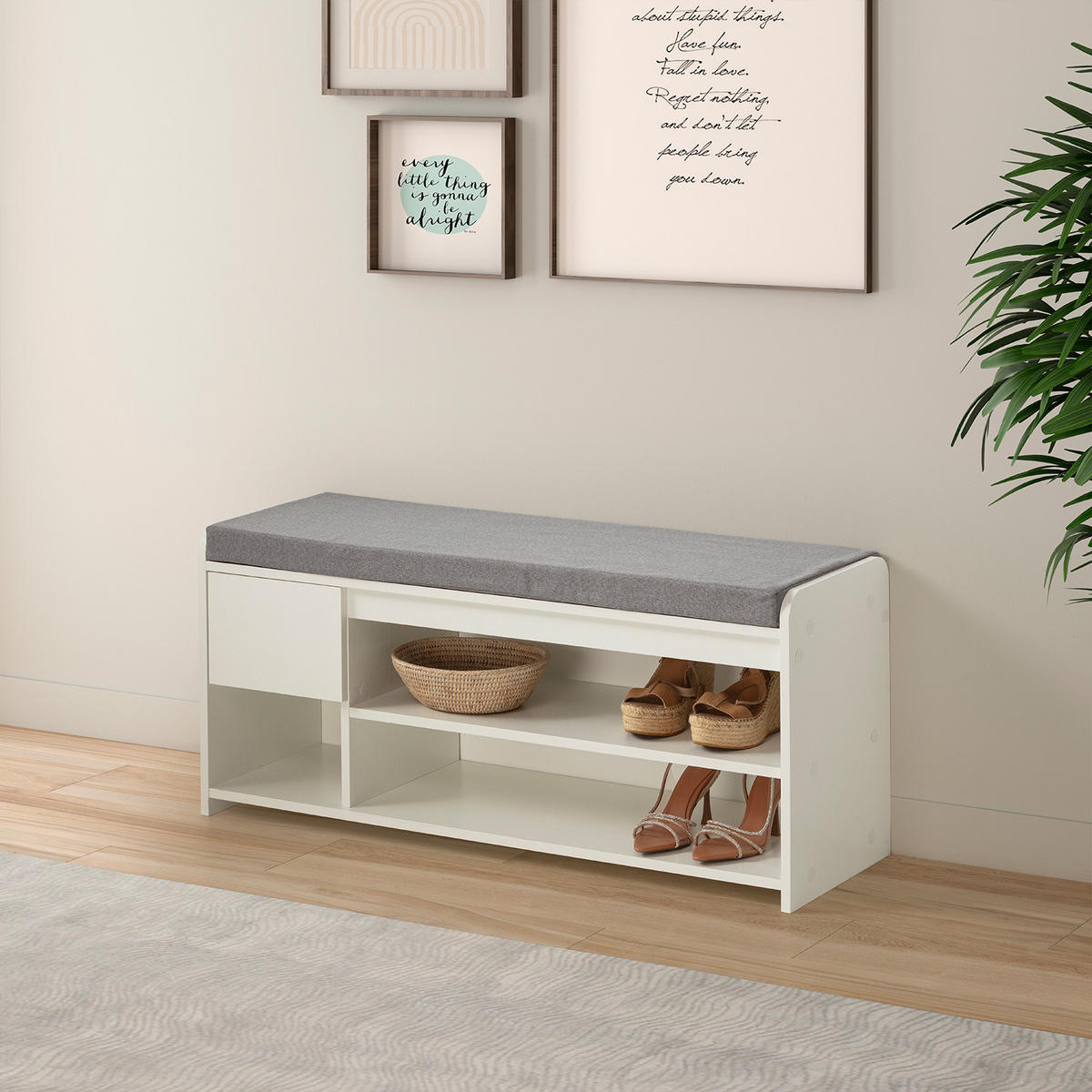 SCHUHBANK Gabriel farbe Weiß - Weiß, Holzwerkstoff (103/46/32cm) - VS Venta-stock