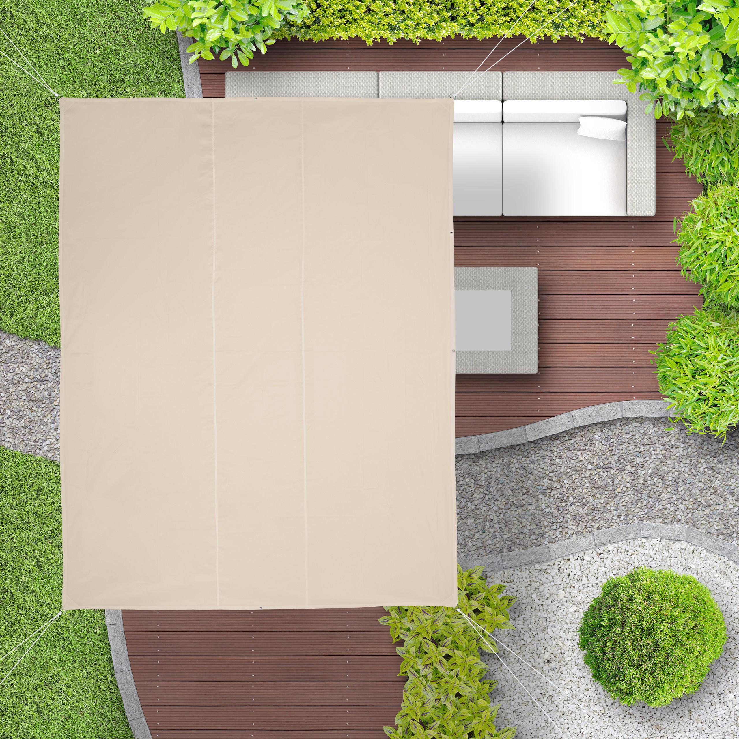 SONNENSEGEL - Beige, Textil/Metall (450/350cm) - Relaxdays