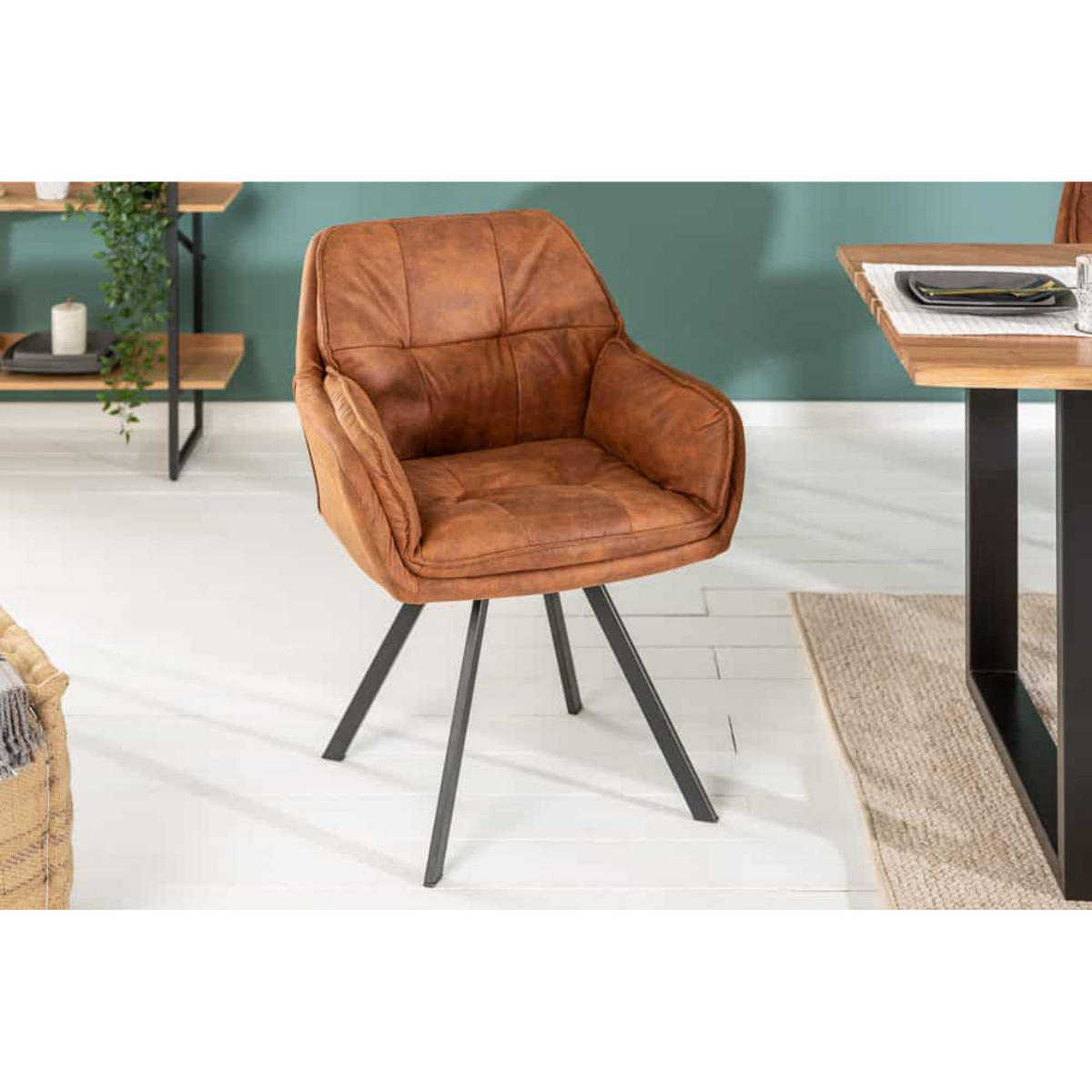 ARMLEHNSTUHL MR. LOUNGER Microfaser Hellbraun, Schwarz - Hellbraun/Schwarz, Textil/Metall (63/85/62cm) - riess-ambiente