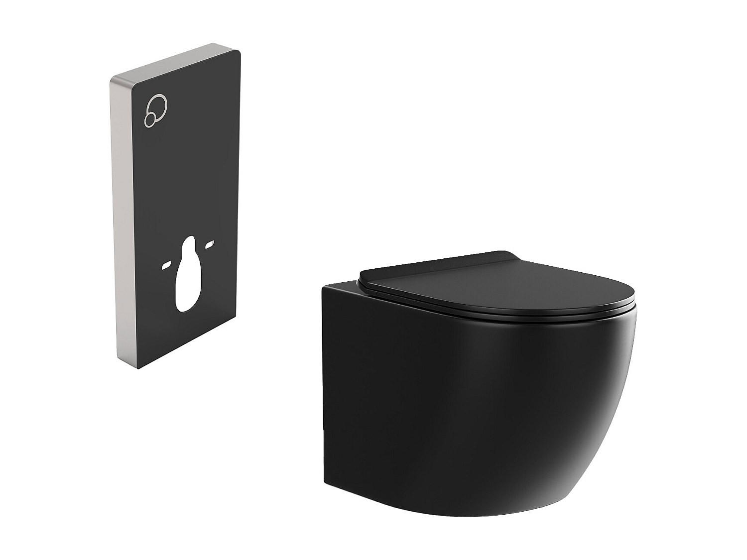 HÄNGE WC - 36 cm x 53.5 cm - keramik - schwarz Javoine - Schwarz, Keramik (36/36/53.5cm) - Vente-Unique