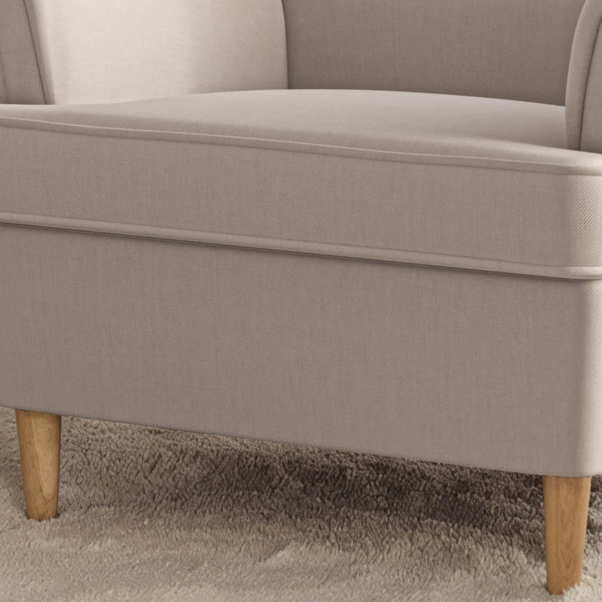 OHRENSESSEL Luno Beige klassisches Design Stoff ES-6 - Beige/Naturfarben, Holz/Textil (62/101/80cm) - Jana