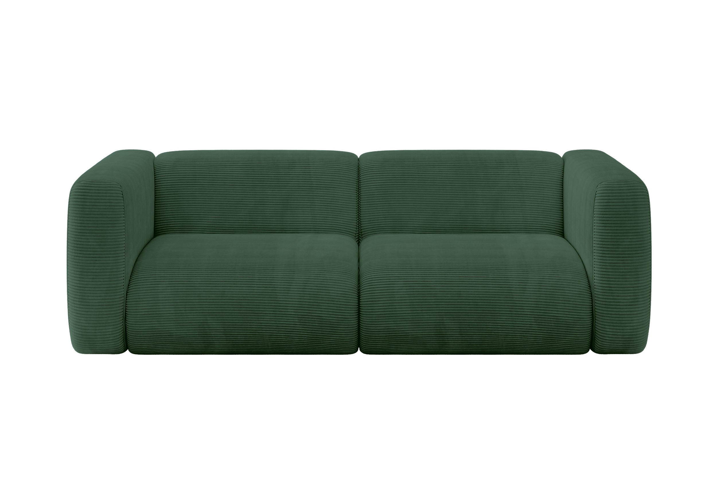 MODULARES Sofa 2-SITZER MIRA-S1 228x89x70 Grün cm Cord - Salbeigrün/Schwarz, Holzwerkstoff/Kunststoff (228/70/89cm) - ALTDECOR