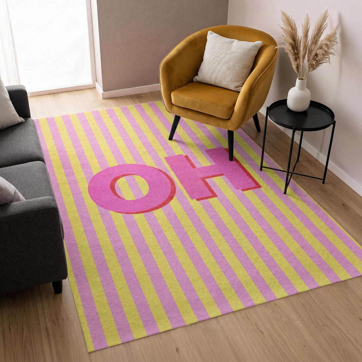 TEPPICH - Text - Streifen - Rosa - 140x200 cm - Pink, Kunststoff/Textil (140/0.4cm) - OnlyWow