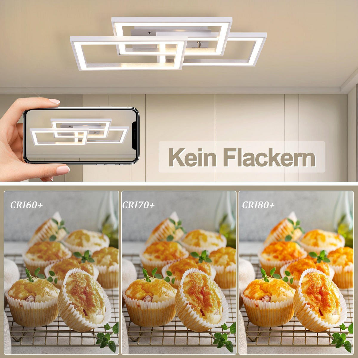 LED-DECKENLEUCHTE Lieselotte 54/34/9 cm - Weiß, Metall (54/34/9cm) - Nettlife