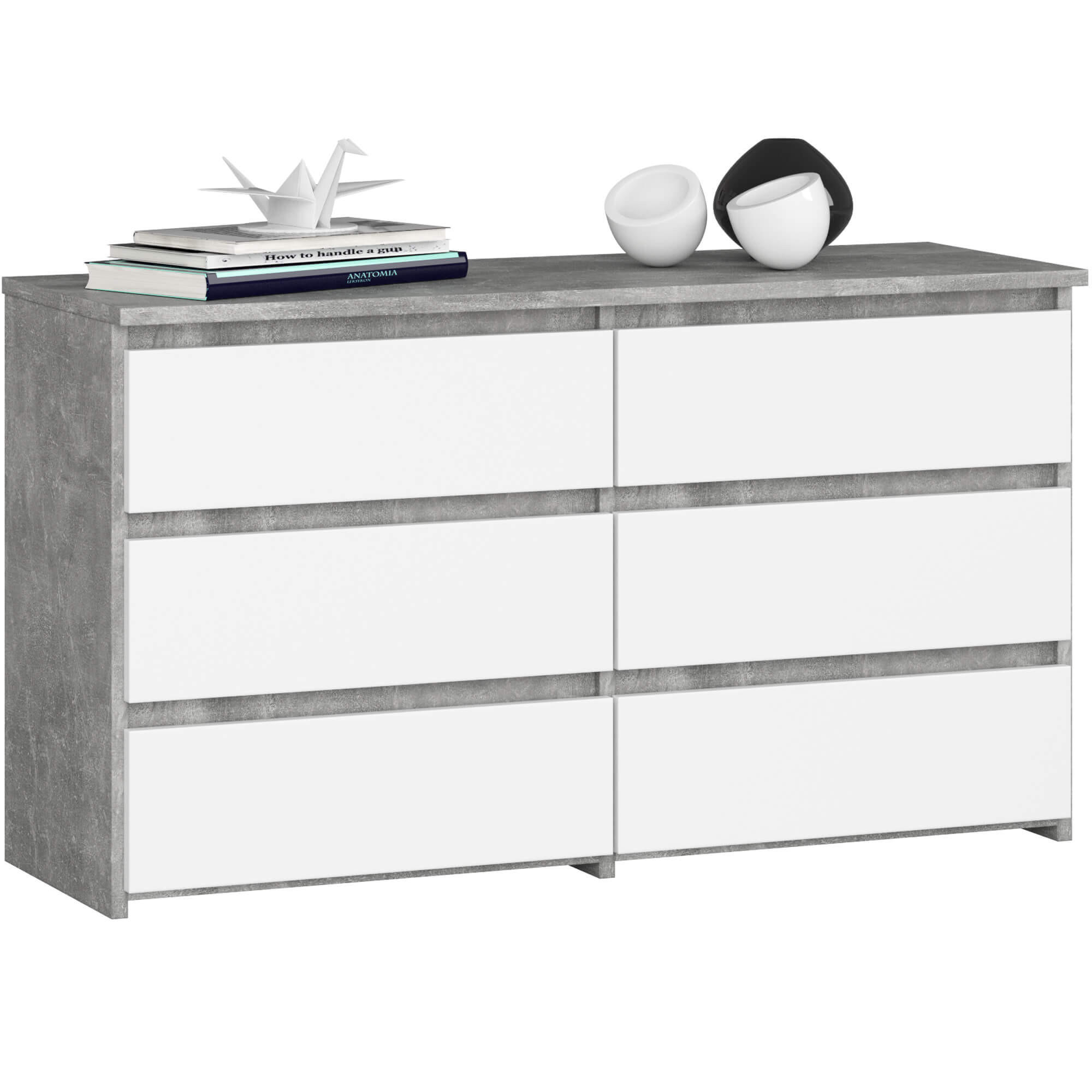 KOMMODE Steingrau, Weiß 35x100x57 cm - Weiß/Grau, Holzwerkstoff (100/57/35cm) - Akord