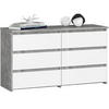 KOMMODE Steingrau, Weiß 35x100x57 cm - Weiß/Grau, Holzwerkstoff (100/57/35cm) - Akord