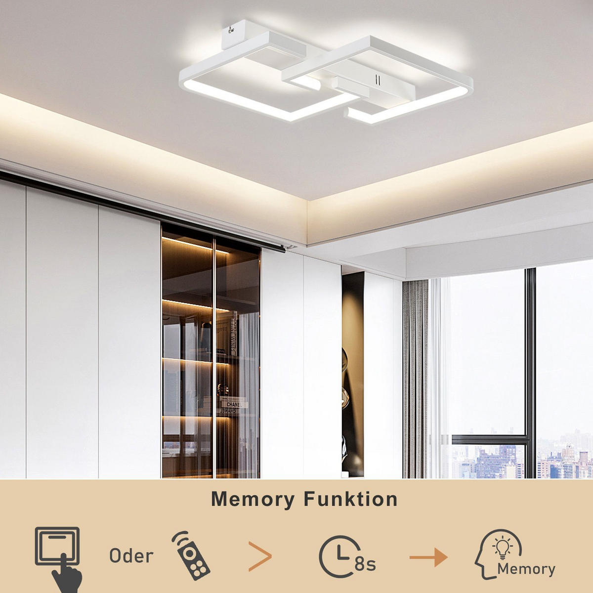 LED-DECKENLEUCHTE Carsten 61/47/6 cm - Weiß, Metall (61/47/6cm) - Nettlife
