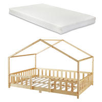 HAUSBETT Treviolo mit Matratze - Naturfarben, Holz/Textil (120/200cm) - [en.casa]