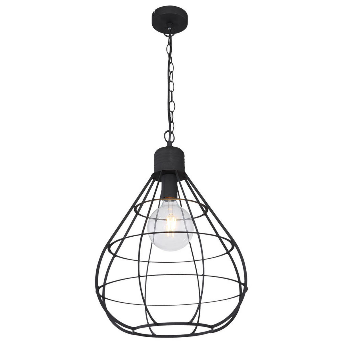 HÄNGELEUCHTE Käfig-Design Schwarz Matt - Schwarz, Metall (40/40/120cm) - Globo Lighting