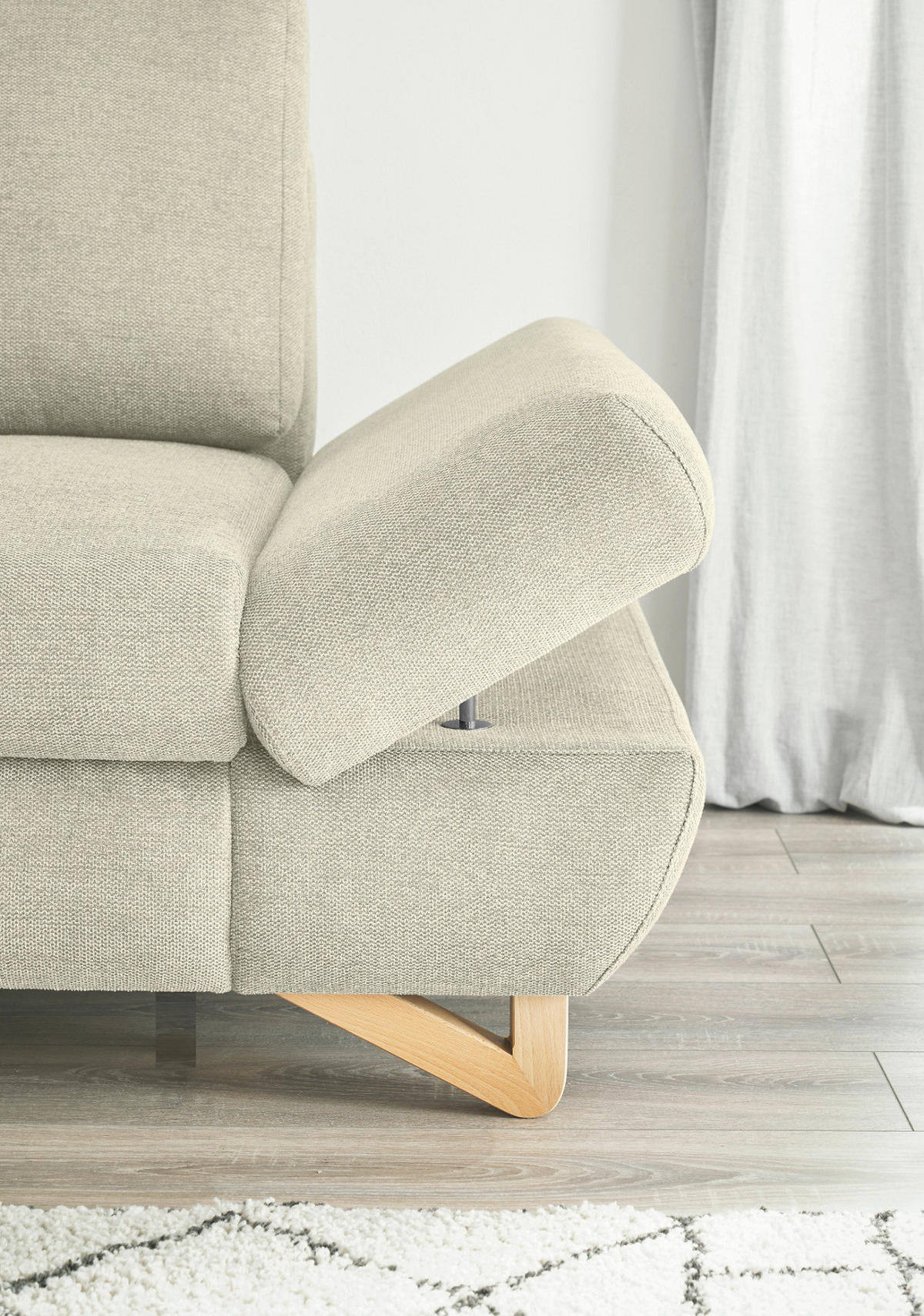 ECKSOFA beige Struktur-Stoff, Wohnzimmer Sofa - Beige, Holz/Textil (166/284cm) - Furn.Design
