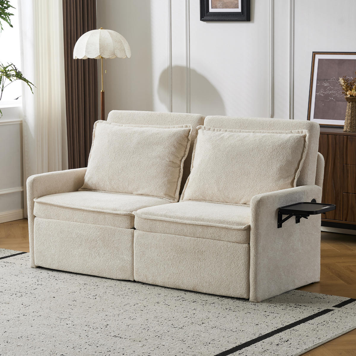 SCHLAFSOFA 172.5/71/95 cm Beige mit USB-Anschluss, 5-fach verstellbarer Rückenlehne und Stauraum - Beige, Textil (71/95/172.5cm) - Oxeza