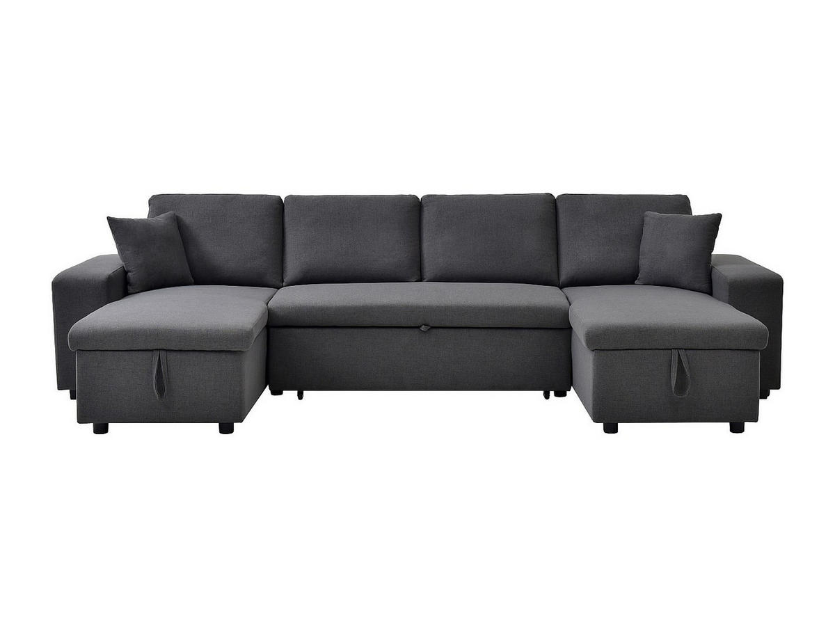 PANORAMA-ECKSOFA mit Schlaffunktion & Bettkasten + Sessel – Stoff - Anthrazitgrau – SELIM - Anthrazit, Textil (310/145cm) - Vente-Unique