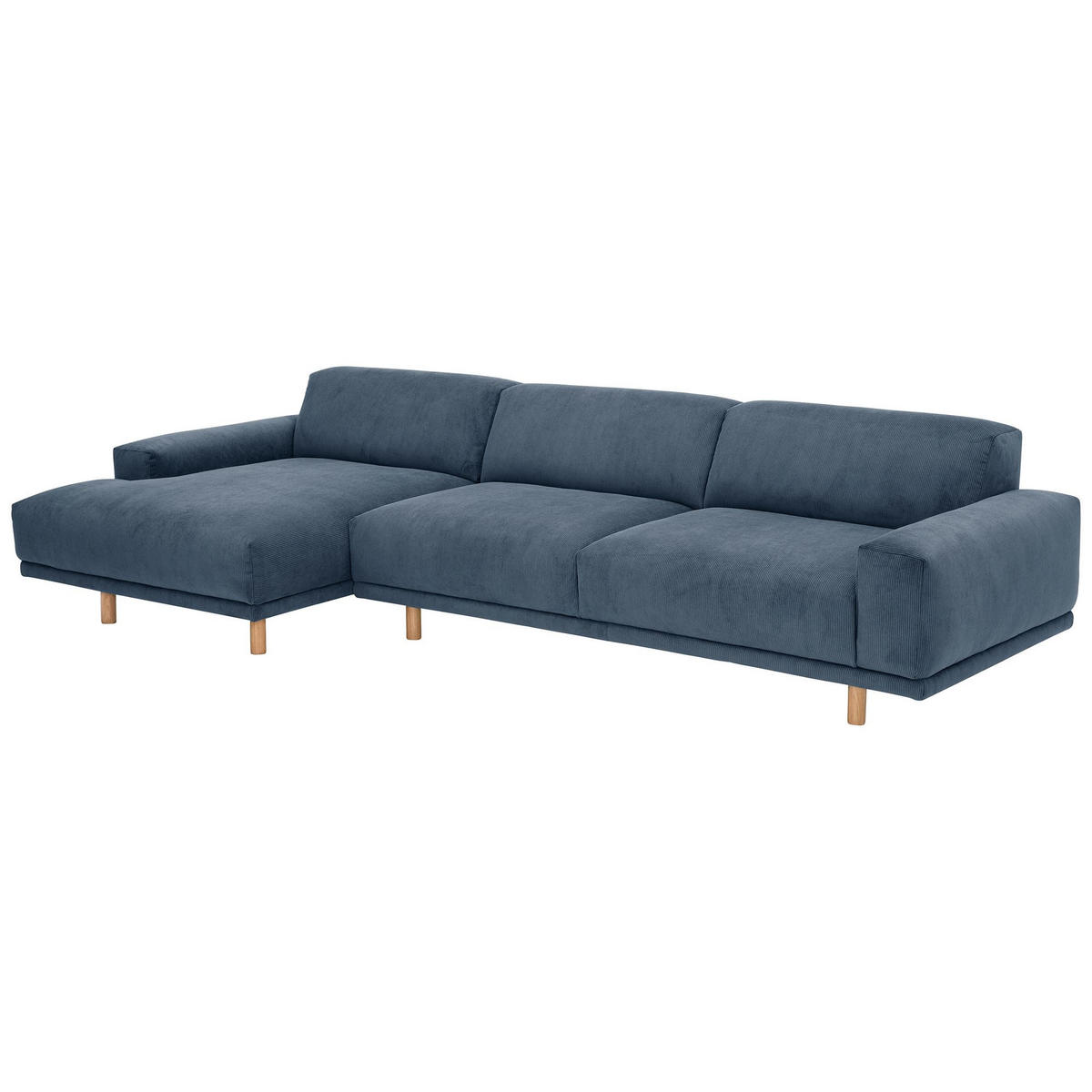 ECKSOFA mit Longchair links Kattryna Cordstoff blau - Blau, Kunststoff (133/283cm) - 58aufmkessel