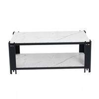 COUCHTISCH 114/64/46 cm weiß schwarz aus MDF mit 2 Ablagen - Schwarz, Holzwerkstoff (114/64/46cm) - OKWISH