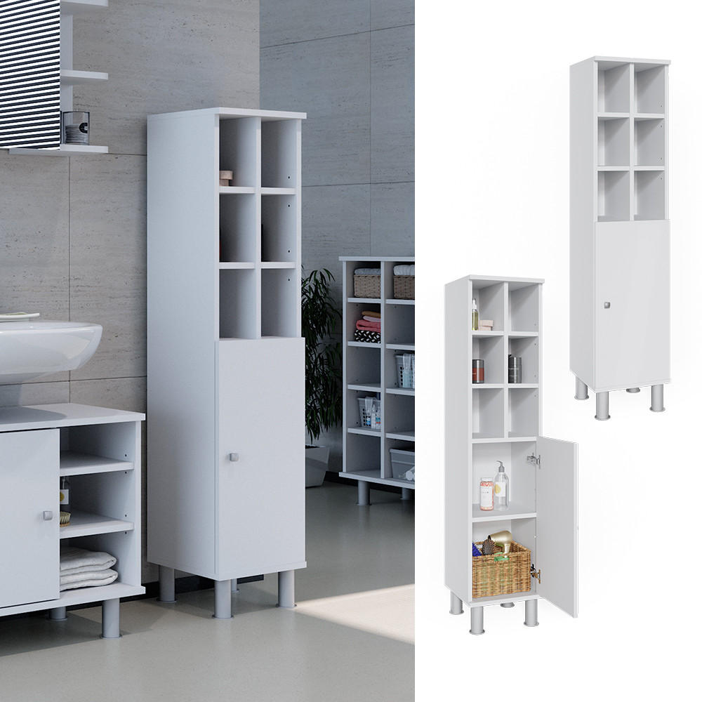 MIDISCHRANK Fynn Weiß 30 x 130.6 cm große Tür - Weiß, Holzwerkstoff (30/130.6/30cm) - Vicco