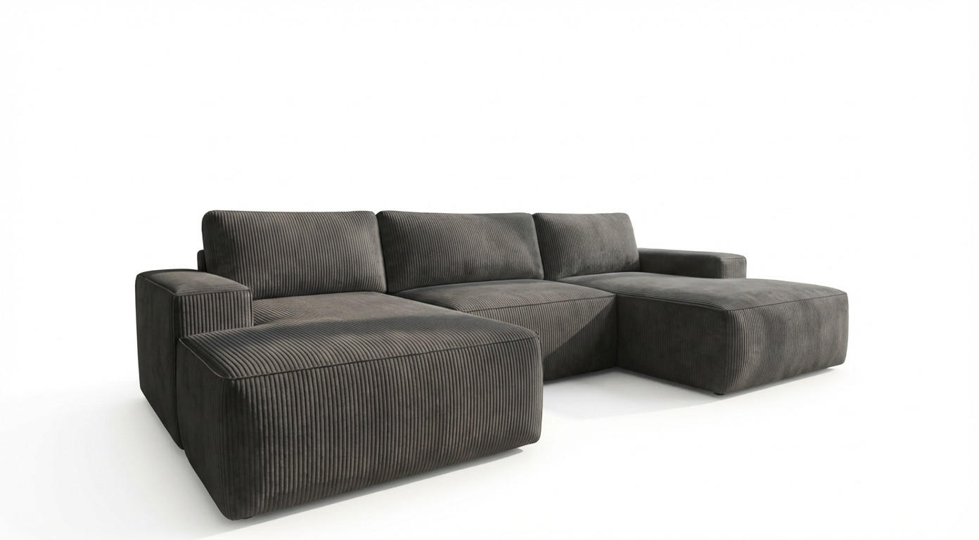 ECKSOFA EINAR 362 cm x 170 cm – Stoff: ZOOM 22 Farbe: Dunkelgrau - Dunkelgrau, Textil (362/170cm) - A&J MöbelLand