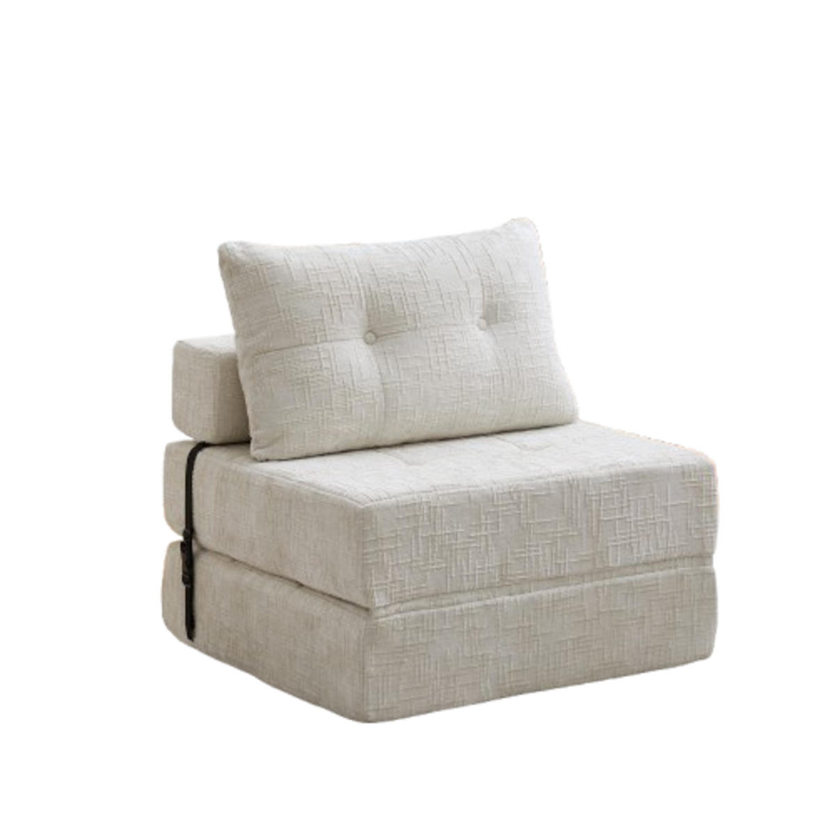 SCHLAFSESSEL Klappbares mit Kopf und Lumbalkissen Chenille Beige 79/79/57 cm - Beige, Textil (79/57/79cm) - OKWISH