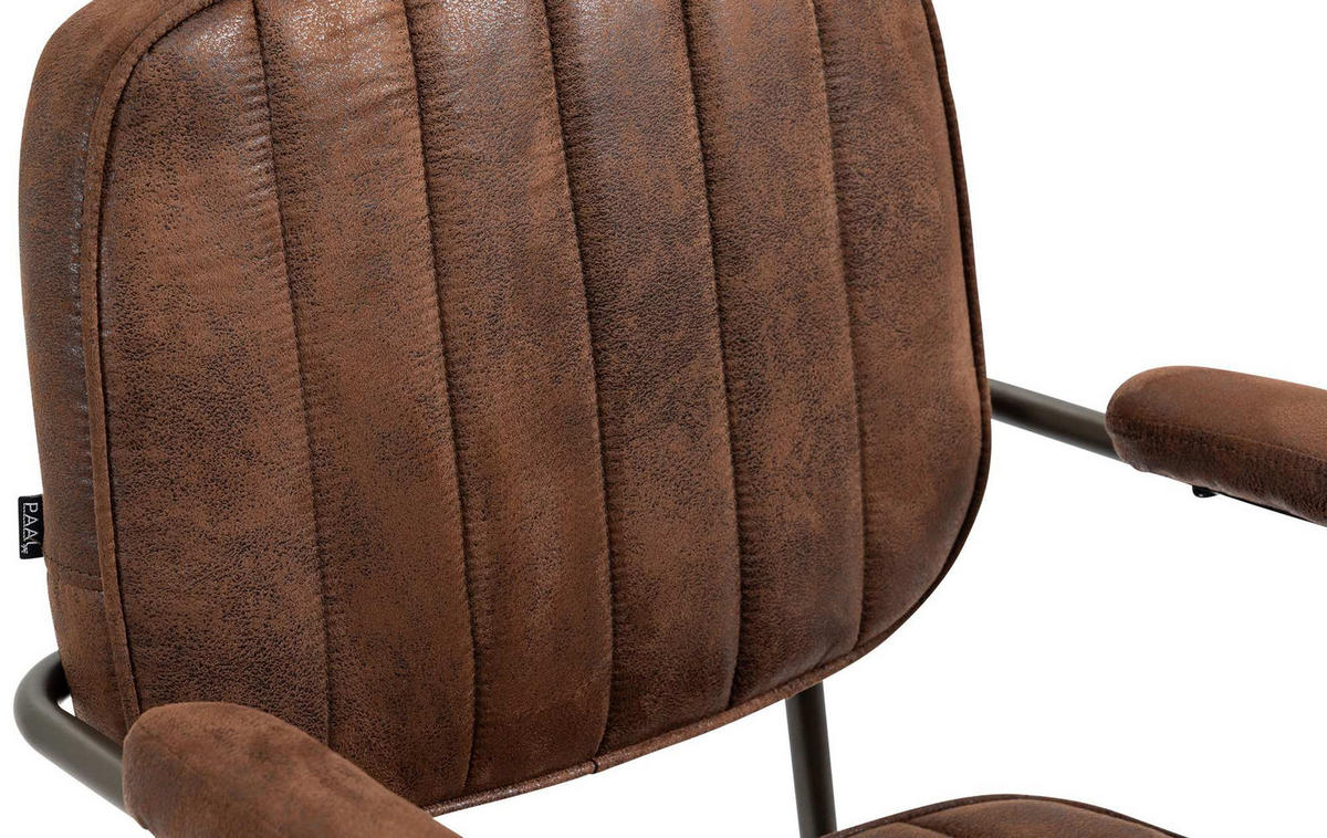 DREHSTUHL Lederlook cognac - Cognac/Schwarz, Textil/Metall (61/88/63cm) - CLP